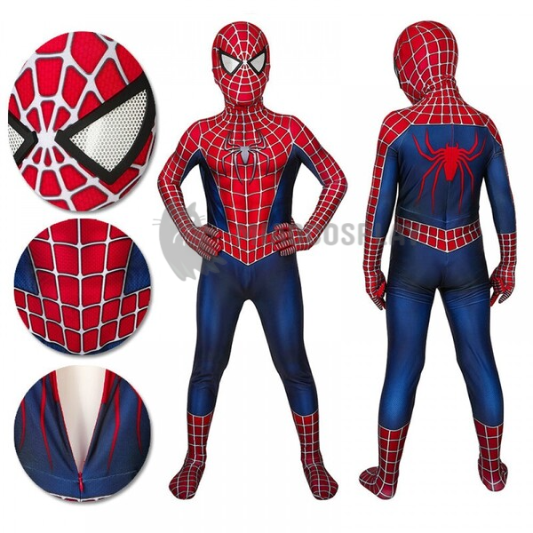 Kids Tobey Maguire Spiderman Cosplay Costume Halloween Suit