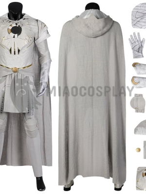 Moon Knight Costume Marc Spector Cosplay Silver Grey Suit