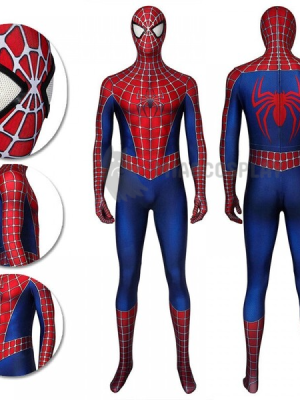 Spider-Man 2 Tobey Maguire Cosplay Costume Adult Spandex Printed Suit