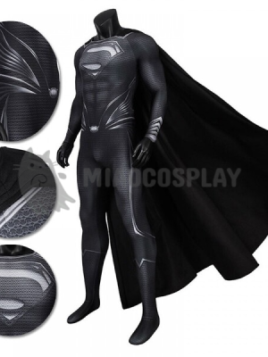 Black Superman Costume Justice League Clark Kent Cosplay Printed Suit