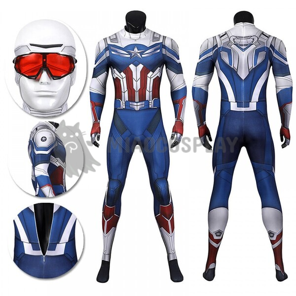 Falcon Cosplay Costume The Falcon and the Winter Soldier Sam Wilson Printed Spandex Jumpsuits