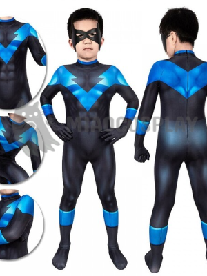 Kids Nightwing Costume Son of Batman Halloween Cosplay Suit Zentai