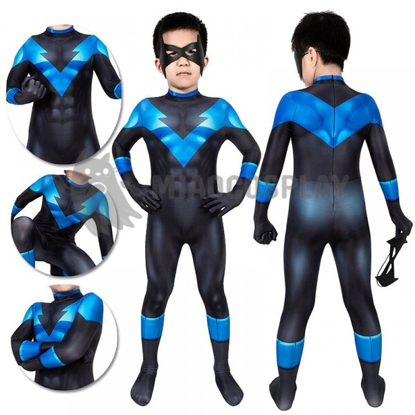 Kids Nightwing Costume Son of Batman Halloween Cosplay Suit Zentai