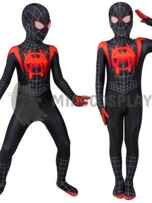 Kids Spiderman Miles Morales Costume Spider Man Halloween Cosplay Suit