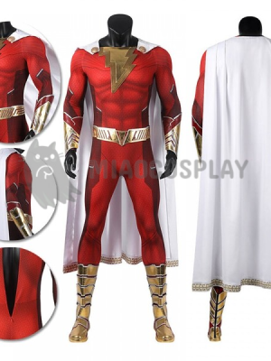 Shazam Costume Shazam 2 Billy Batson Printing Spandex Cosplay Suit